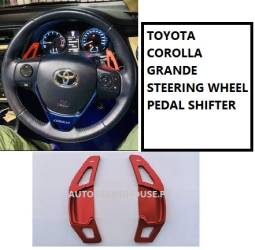 Toyota Corolla Grande Steering Wheel Pedal Shifter Premium Quality 02 Pcs Color: Red