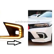 Honda Civic 2022 Front Bumper DRL Direct replacemnet 02 Pcs Dual Option (White/Yellow) No Alteration Required