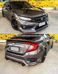 Honda Civic X 2016-2021 RS Style Bodykit (Plastic) Suitable Models: 2016-2017-2018-2019-2020-2021 Material: Plastic Fitting Methos: Double Tape + Screws 04 Pcs includes: 01 front extension, 01 Rear Extension, 02 Side Panels