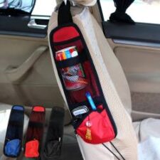 Auto Car Seat Side Storage Organizer Hanging Collector Bag Multi Pocket Waterproof Fabric Car Interior Holder Bag Eyeglasses Magzine Phone Holder Zipper Pouch Black